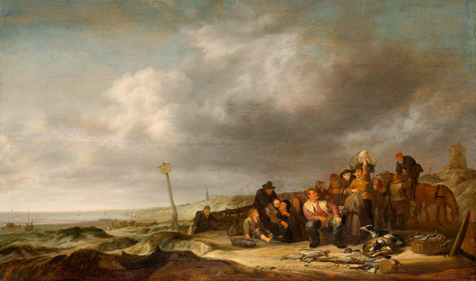beach with fishermen